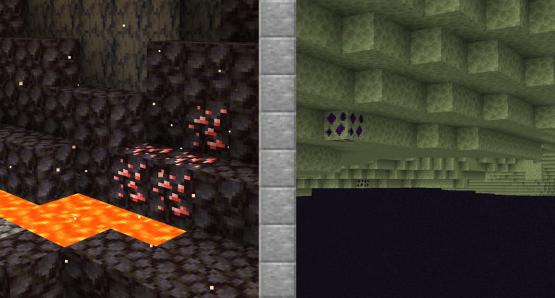 Nether Diamond Ore and Ender Titanium Ore